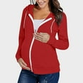 thumbnail image 2 of Akafmk Womens Long Sleeve Maternity Tops,Women's Maternity Casual Solid Color Zipper Front Long Sleeve Jacket Style Loose Stretchy Pregnancy Tops, 2 of 4