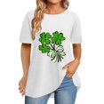 thumbnail image 2 of Pxiakgy Vente Chaude! T-Shirt Trèfle de la Saint-Patrick pour Femmes Chanceux Irlandais Manches Courtes T-Shirt Graphique Trèfle Mode Décontractée Col Rond Manches Courtes Imprimé Blanc TTG, 2 of 6