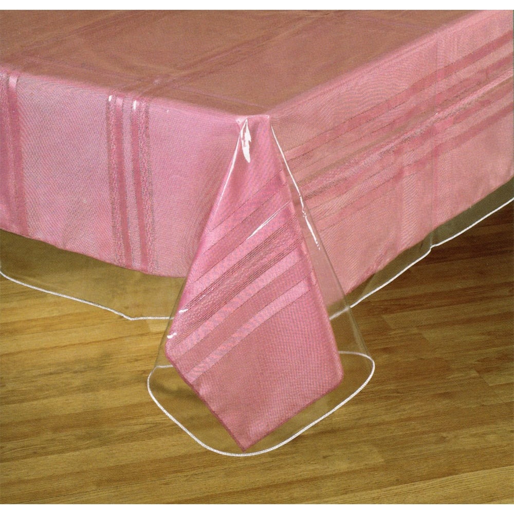 Crystal Clear Vinyl Plastic Tablecloth Protector, 52x70 Oblong