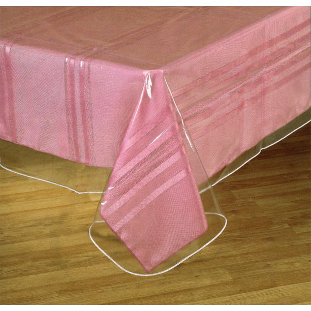 Crystal Clear Vinyl Plastic Tablecloth Protector, 52x70 Oblong