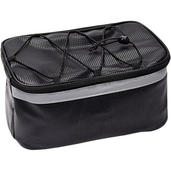 KJRIVER Rear Bike Rack Bag with Rain Cover, 7L Waterproof Bicycle Ebike Saddle Bag Cycling Pannier Trunk Carrier with Reflector & Adjustable Cord for Commuter Travel Outdoor