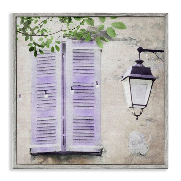 Stupell Industries Shabby Chic Purple Shutters Scenery Gray Framed Giclee Art, 12 x 12, by LSR Design Studio