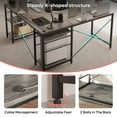 thumbnail image 6 of Bestier 95.5 inches L-Shaped Corner Computer Desk with Shelves Long Table Three-Way Convertible in Grey, 6 of 11