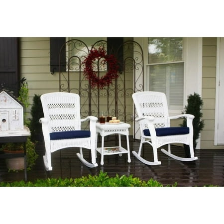 Tortuga Portside 3 Piece Plantation Patio Bistro Set in White