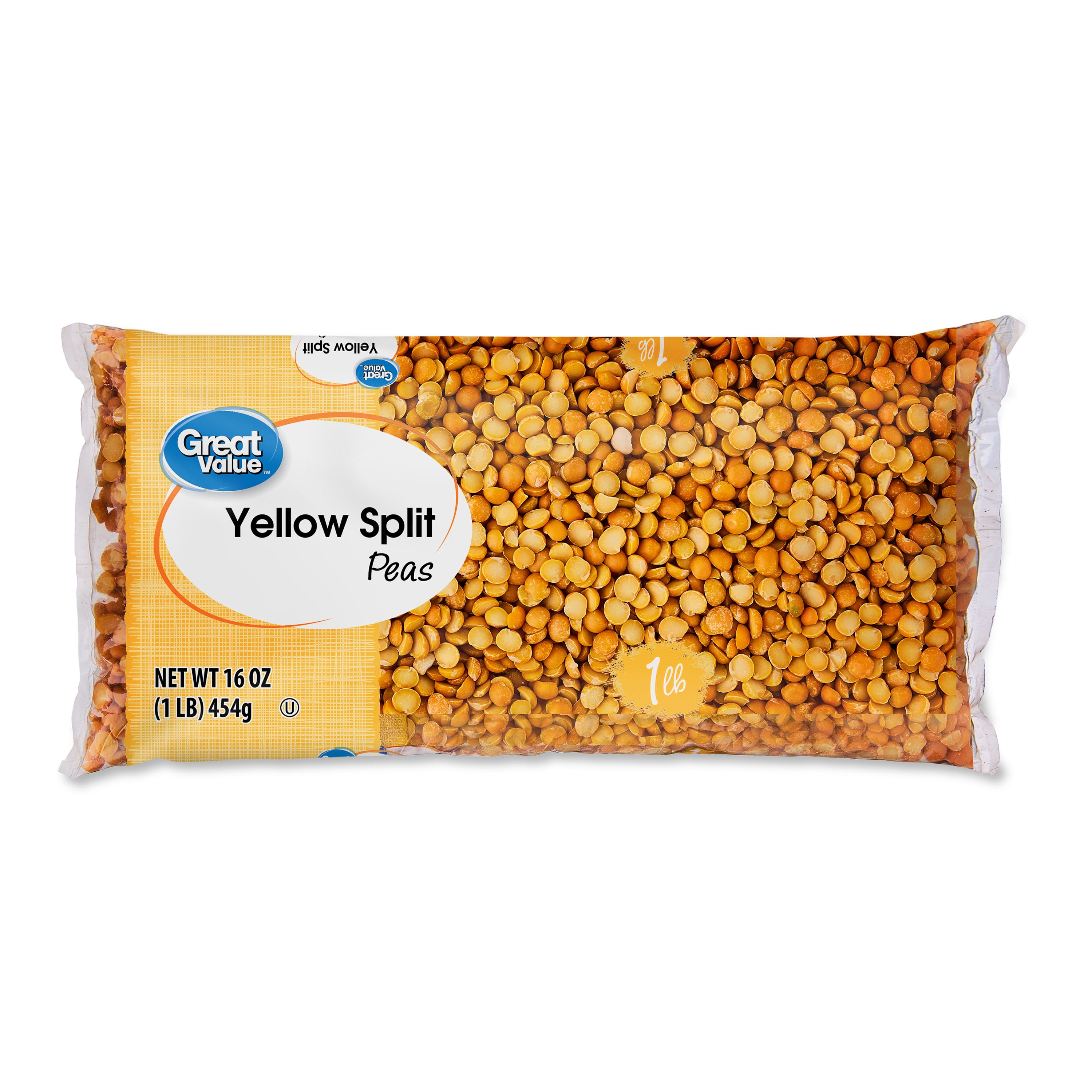 (18 pack) Great Value Yellow Split Peas, 1 lb