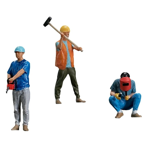 3 piezas 3D Impreso 1:32 Trabajadores en miniatura Accesorios de resina realistas Salvador Cama de miniaturas de casa de muñecas