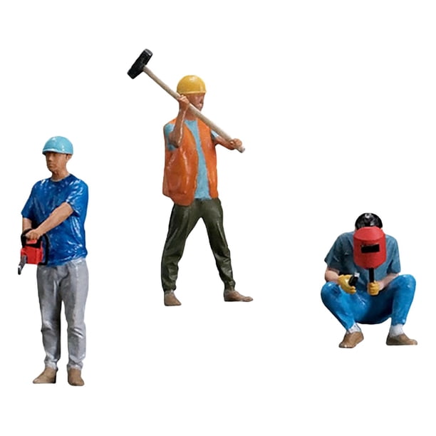 3 piezas 3D Impreso 1:32 Trabajadores en miniatura Accesorios de resina realistas Salvador Cama de miniaturas de casa de muñecas
