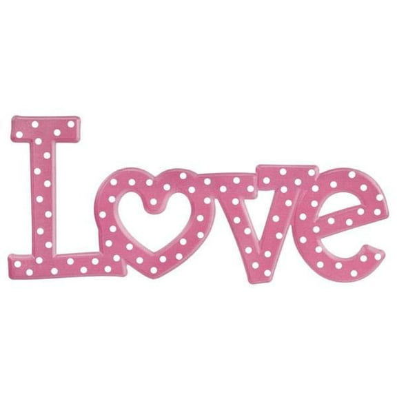 Valentines"Love" Metal Polka Dots Door Wreath Sign: 13.5 inches x 6 inches - MD104722