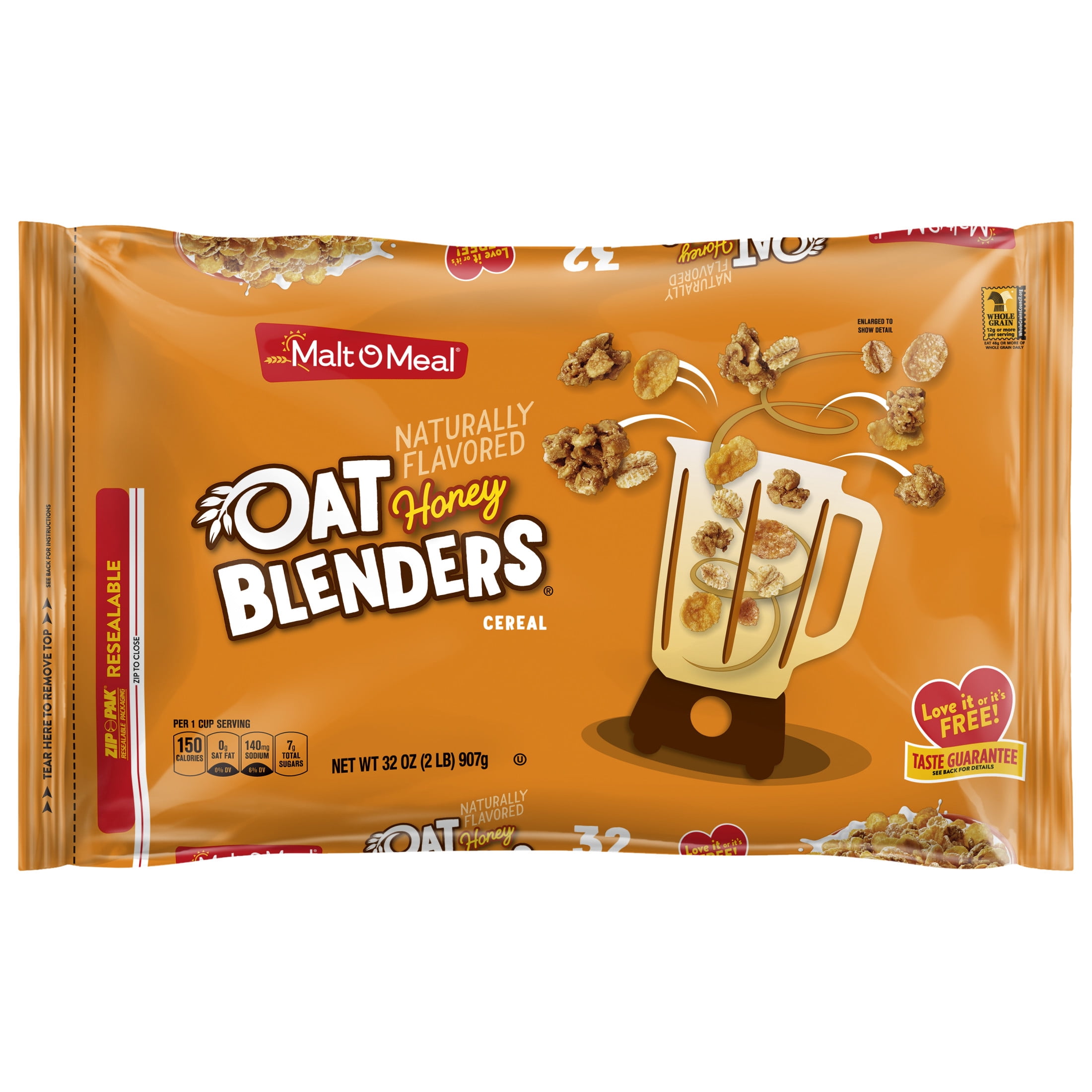 Malt-O-Meal Honey and Oat Blenders Kids Breakfast Cereal, Family Size, 32 oz Bag