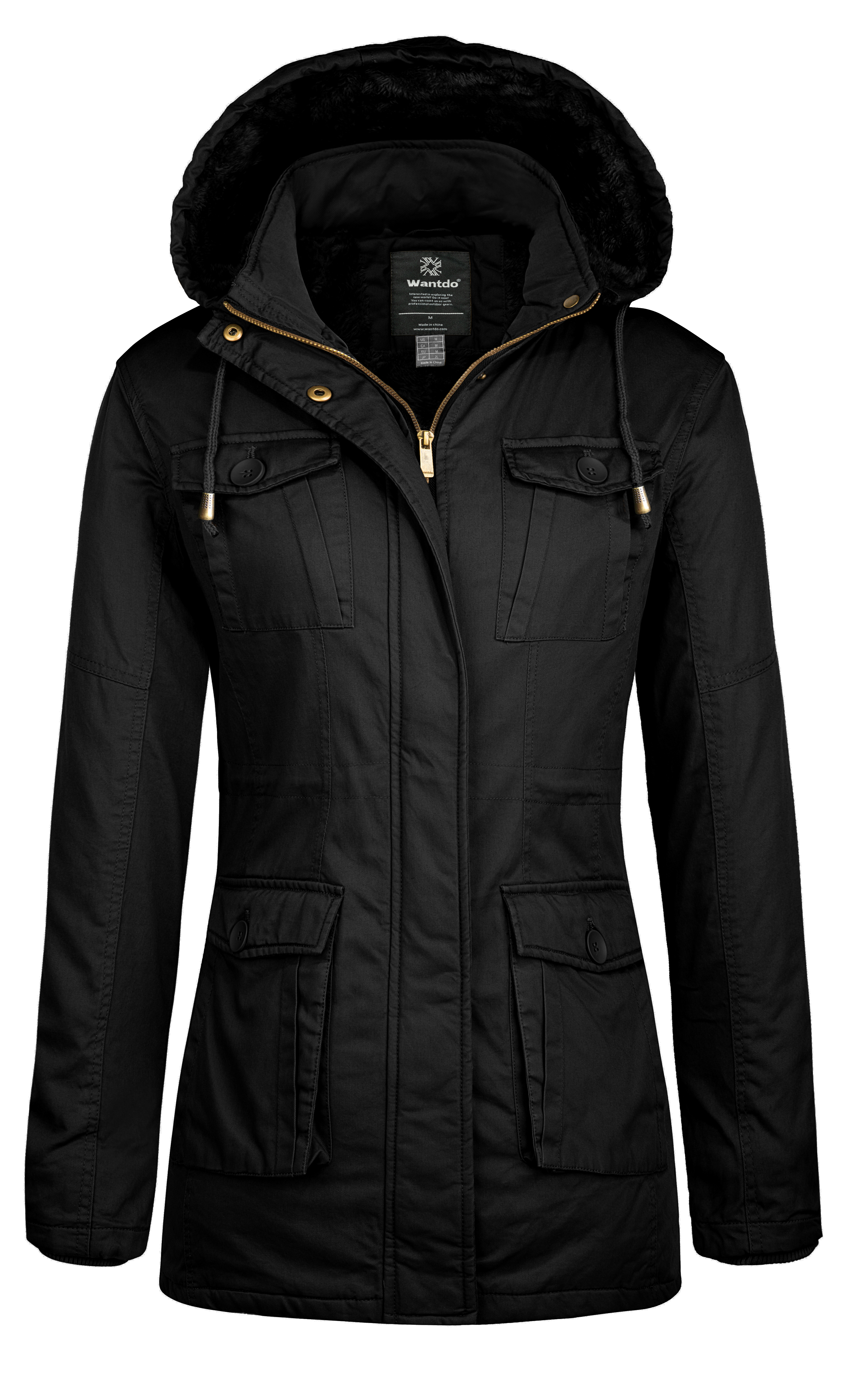 Wantdo Women's Winter Warm Coat Parka Jacket with Removable Hood Black Size S - image 1 of 6