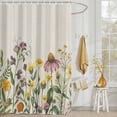 thumbnail image 3 of Shower Curtain Spring Floral Shower Curtains for Bathroom Decor, Waterproof Polyester Shower Curtain Set with Hooks, Extra Long 72" x 78" Wildflowers Leaves Plant Beige, 3 of 9