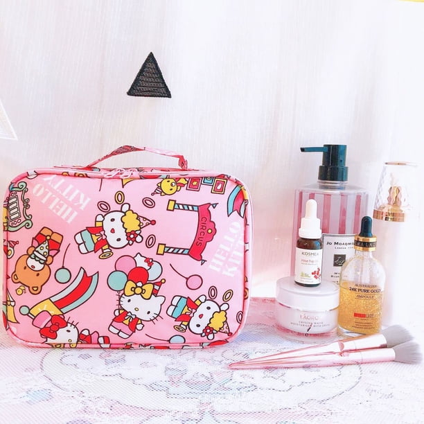 Hello Kitty moda mujer dibujos animados impermeable cosmético viaje neceser bolsa de almacenamiento organizador estuche de belleza