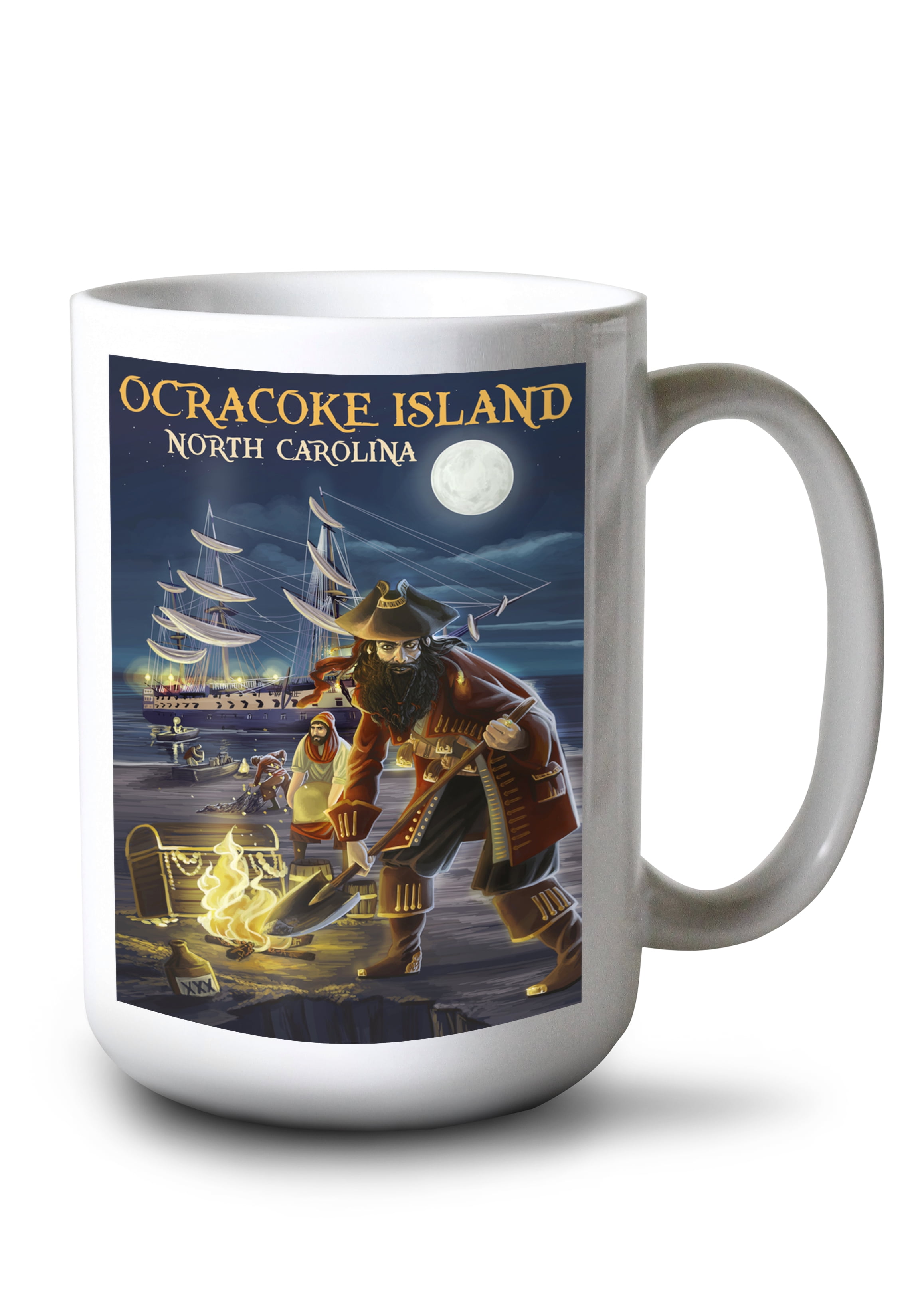 15 fl oz Ceramic Mug, Ocracoke Island, North Carolina, Pirate and