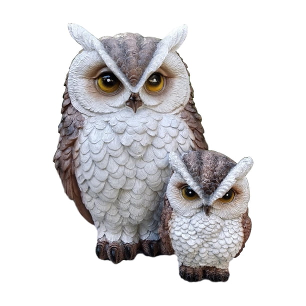 Estatua de búho de resina, figura de regalo para amigos, escultura de pájaro animal, decoración de jardín Marrón