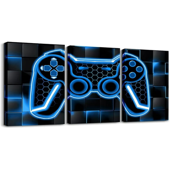 Hieng Gamer Canvas Wall Art for Living Room Red and Black Picture Wall Decor Gaming Ombre Office Wall Decorations Artwork Posters Geometry Square Wall Painting（Only canvas）