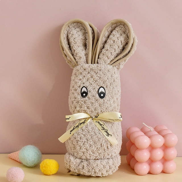Birdeem Cartoon Bunny Hand Towel,Soft Absorbent Cotton Towel with Foldable Rabbit Design,Ideal for Bathroom Decor,Kitchen Use,and Gift Giving