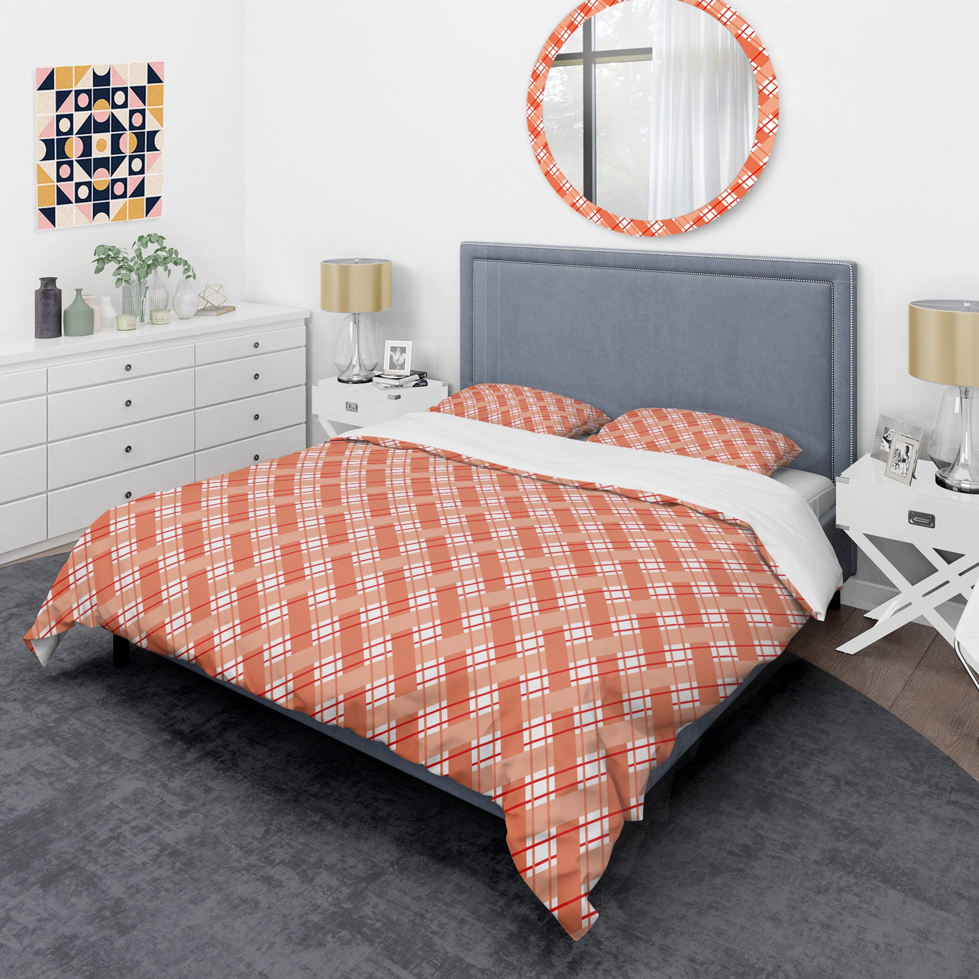 Designart 'Retro Checkered Pattern I' Mid-Century Modern Duvet Cover Set