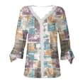thumbnail image 5 of Dyegold Blouses For Women Dressy Casual 3/4 Flare Sleeve Lace Trim V Neck Floral Print Vintage Tunic Tops Loose Fit Shirts, 5 of 5