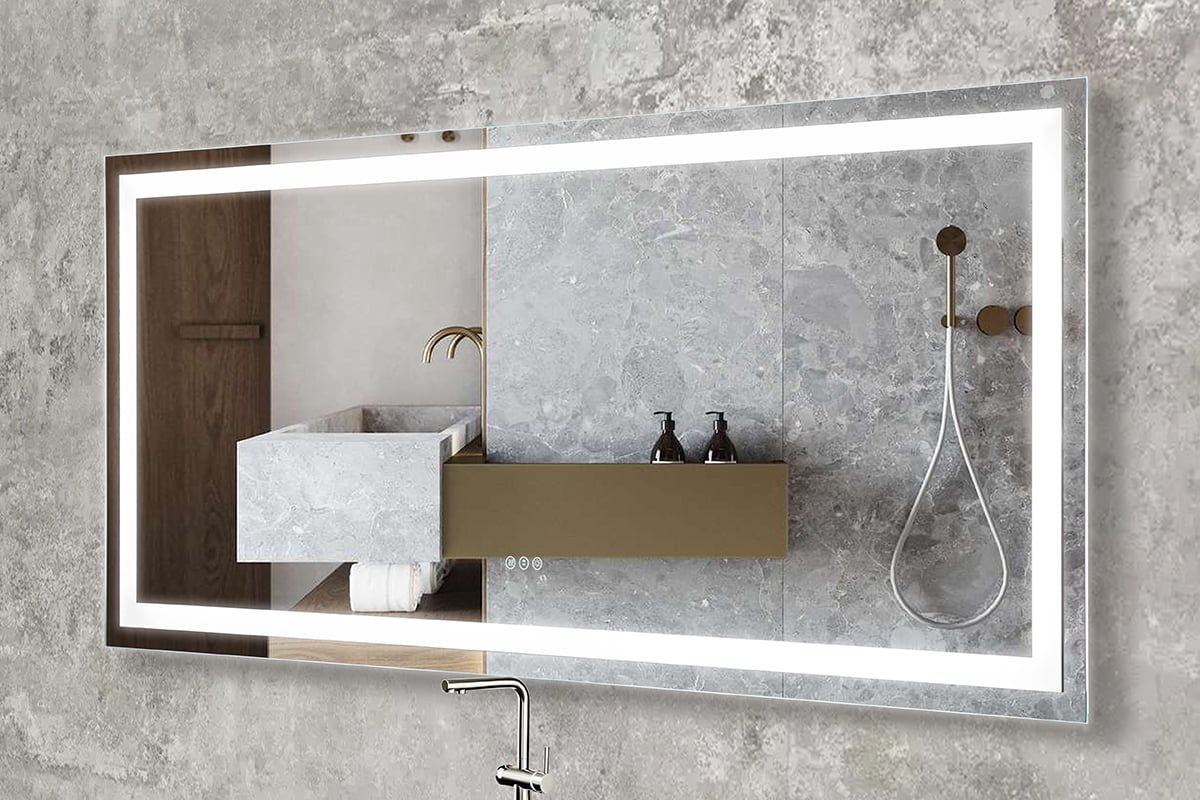Prominence Home 72x32" Frontlit, Backlit, Anti-Fog, Shatter-Proof Touch Control LED Bathroom Mirror with Adjustable Light Settings