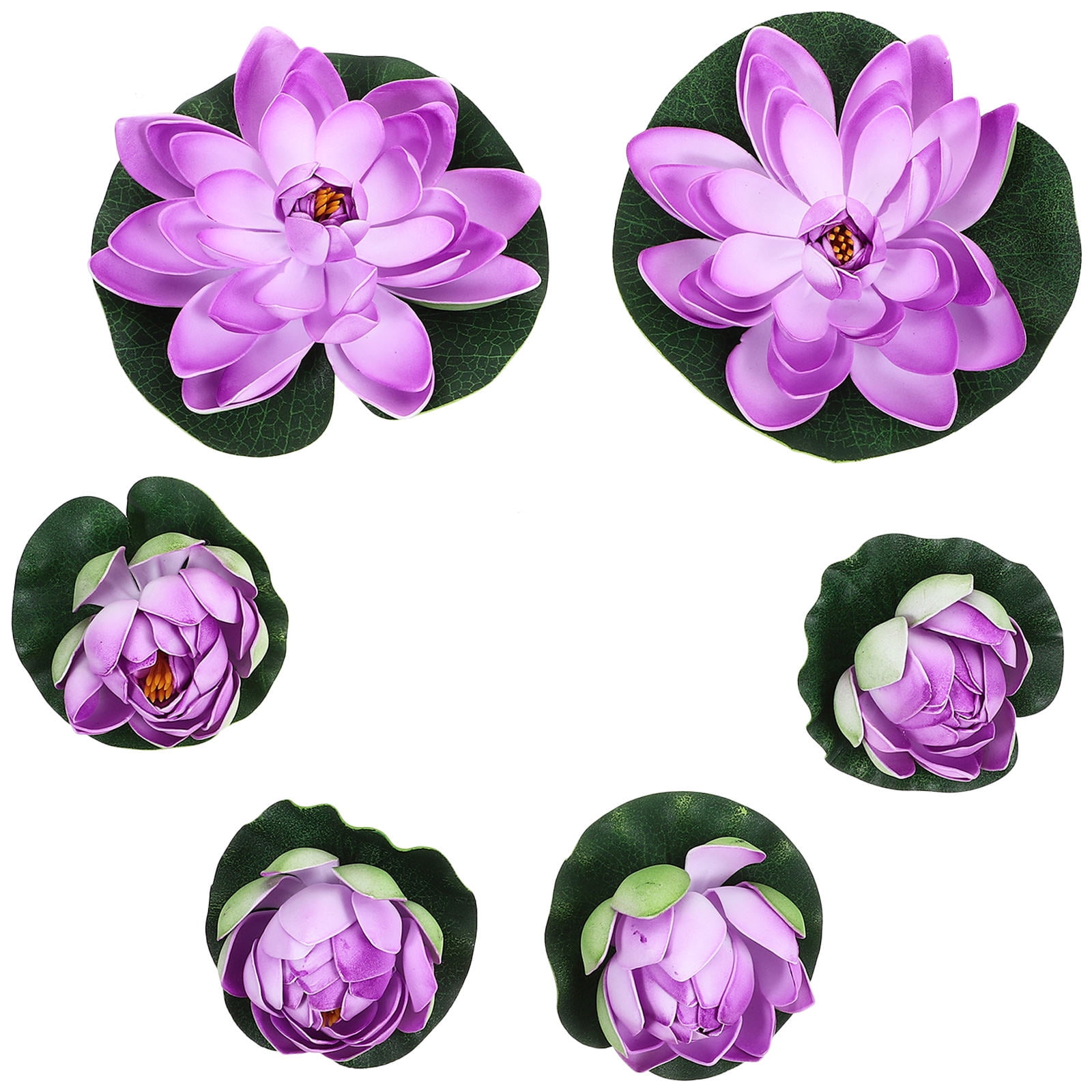 Milisten 6-Piece Artificial Flowers Floating Pond Plants for Outdoor Garden Pool Aquarium Water Landscape Decor