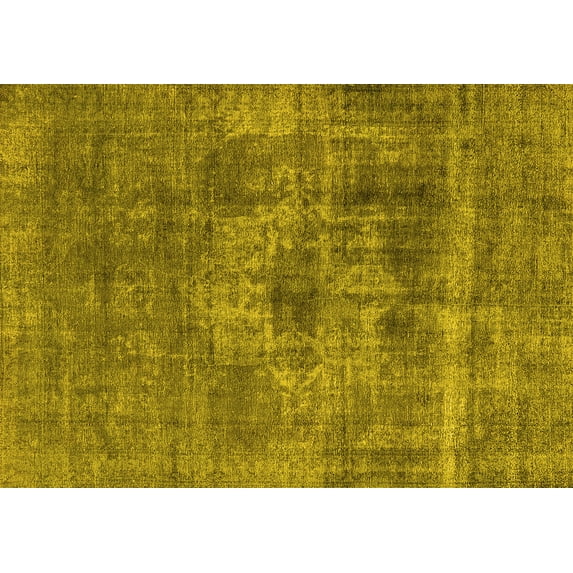 Ahgly Company Indoor Rectangle Oriental Yellow Industrial Area Rugs, 8' x 12'