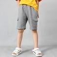 thumbnail image 2 of JAJAHO Boys Athletic Cargo Shorts Kids Sport Casual Drawstring Summer Running Solid Color Multi Pockets Loose Fit Straight Leg Shorts 4-12Y Soft Trousers, 2 of 7