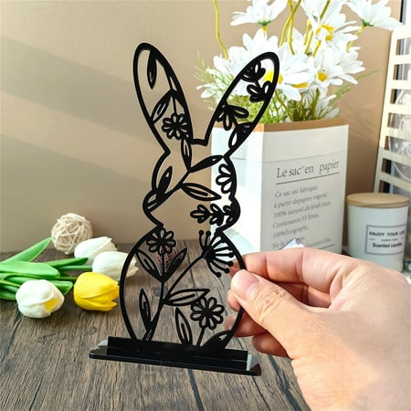 

Easter Decorative Ornament Acrylic Bunny Eggs Easter Eggs Mirroor Tabletop Holiday Decoration Home Decor Desktop Ornament Diy