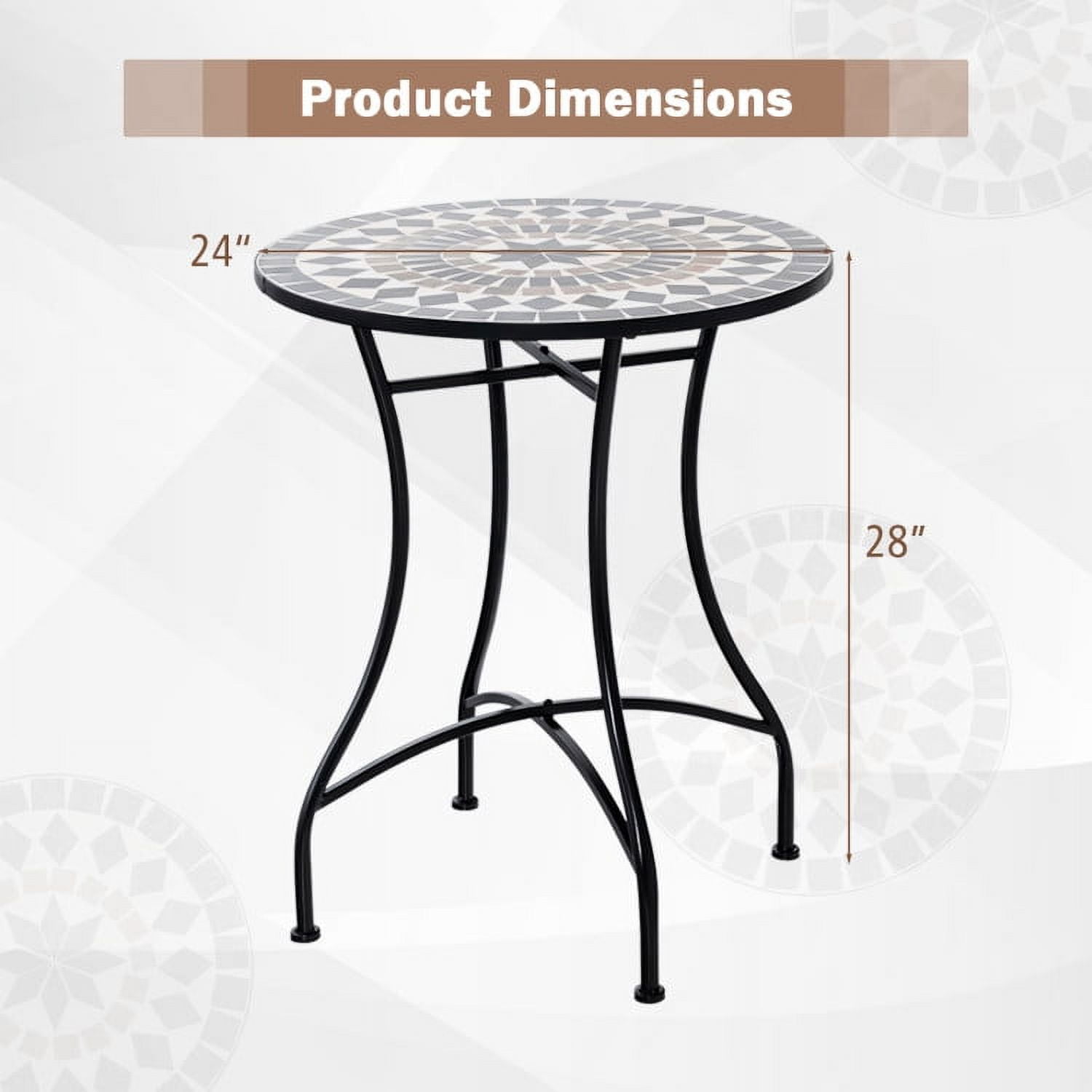 Aimee Lii 24" Patio Bistro Table with Ceramic Tile Tabletop, Outdoor Patio Furniture