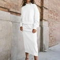 thumbnail image 2 of Miluxas Women's 2 Piece Sweater Set Outfits Long Sleeve Round Neck Oversized Top Bodycon Maxi Long Skirt Knit Dresses White XS(XS), 2 of 9
