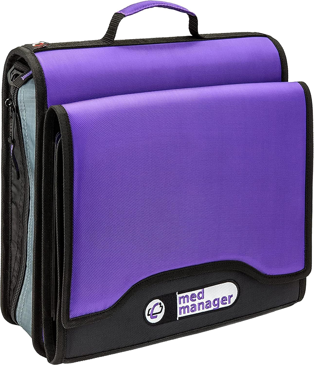 Med Manager Medium Diabetic Medicine Organizer and Portable Medical Binder, Insulated and Syringe Pouches, 6-Pocket 5-Tab Expanding File Folder, Holds 15 Pill Bottles, Purple, 13 x 13 x 4.5 inches