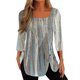 thumbnail image 2 of ICHUANYI Clearance Fashion Women Solid T-shirt Mid-length 3/4 Sleeves Blouse Round Neck Casual Tops(Green, M) ICHUANYI WER2023080808470, 2 of 3
