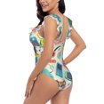 thumbnail image 5 of Yiaed Playing Video Games Print Women's Ruffled One Piece Swimsuit V Neck Swimwear Slimming Monokini for Woman-Medium, 5 of 8