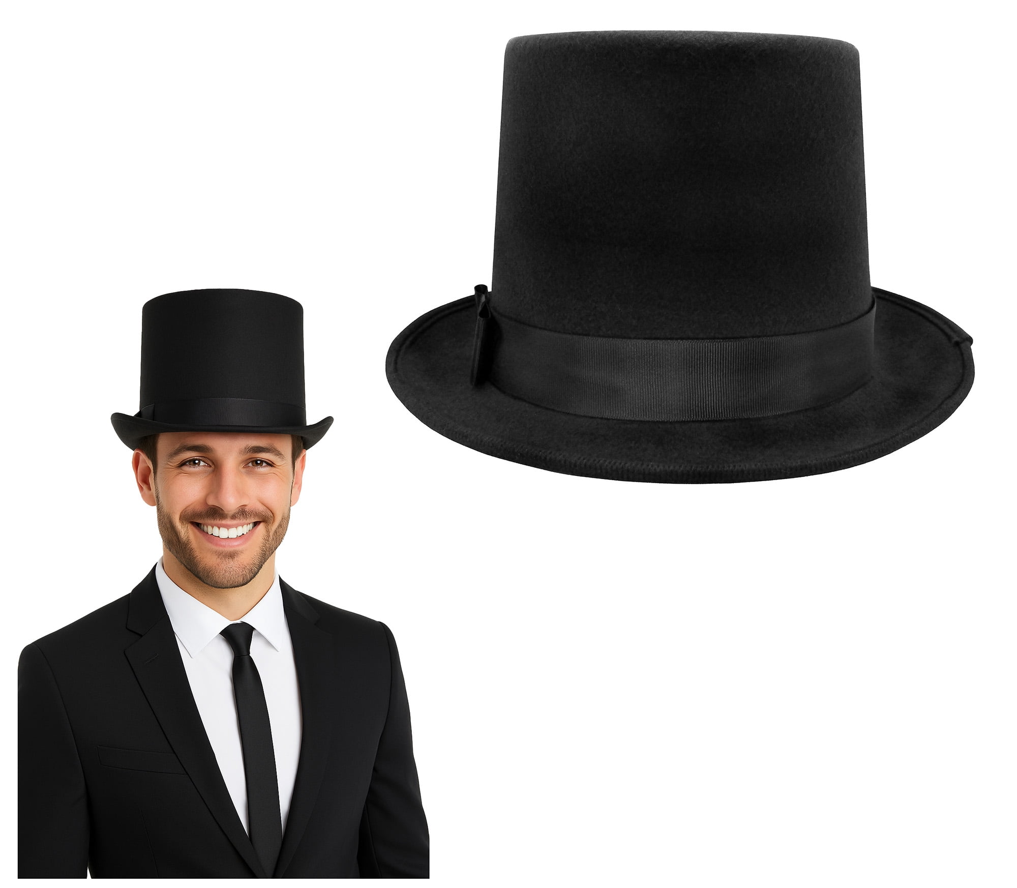 Size X-Large Top Hat 7 1/2 To 7 5/8 Head Circumference Men's Black Wool