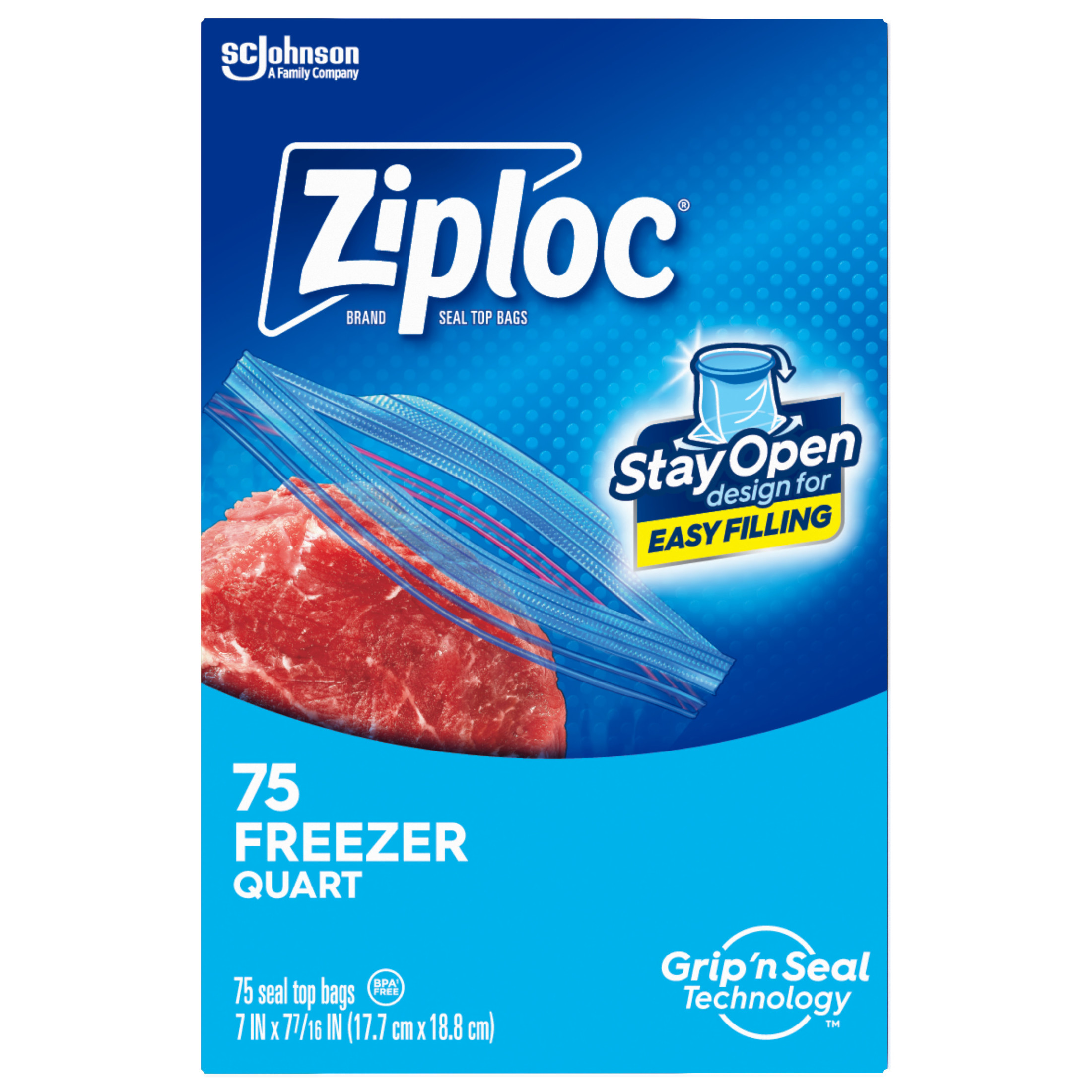 Ziploc Freezer Bags with Grip 'n Seal, Quart, 75 Count photo 6