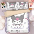 thumbnail image 5 of Lindo Kuromi nuevo juego de sábanas de cuatro piezas con litera cama individual juego de tres piezas Sanrio anime girly corazón ropa de cama al por mayor, 5 of 5