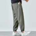 thumbnail image 4 of SWSMCLT Men's Casual Pants Casual Fall Summer Stretch Basic Lounge Trousers Drawstring Loose Winter Pants Grey Small, 4 of 4