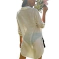 thumbnail image 1 of Jumpingount Camisa de vestir de playa Oversized Fashion Cover Up Traje de baño a prueba de sol Transpirable Universal Blusa de manga larga Ropa Ropa, zapatos y accesorios Miscelánea Blanco/L, 1 of 6