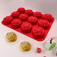 thumbnail image 6 of 1 Pack Rose Silicone Mold Rose Flowers Shaped Silicone Molds 12-Cavity Valentine's Day Roses Chocolate Mold Nonstick Molds for Baking Cupcake Pan Chocolate Pudding Candy Ice Cube Candles Soaps,Purple, 6 of 9
