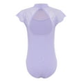 thumbnail image 3 of iixpin Kids Girls Floral Lace Sleeve Ballet Dance Unitard Gymnastics Leotard Sports Jumpsuit Bodysuit Dancewear Light Purple 13-14, 3 of 6