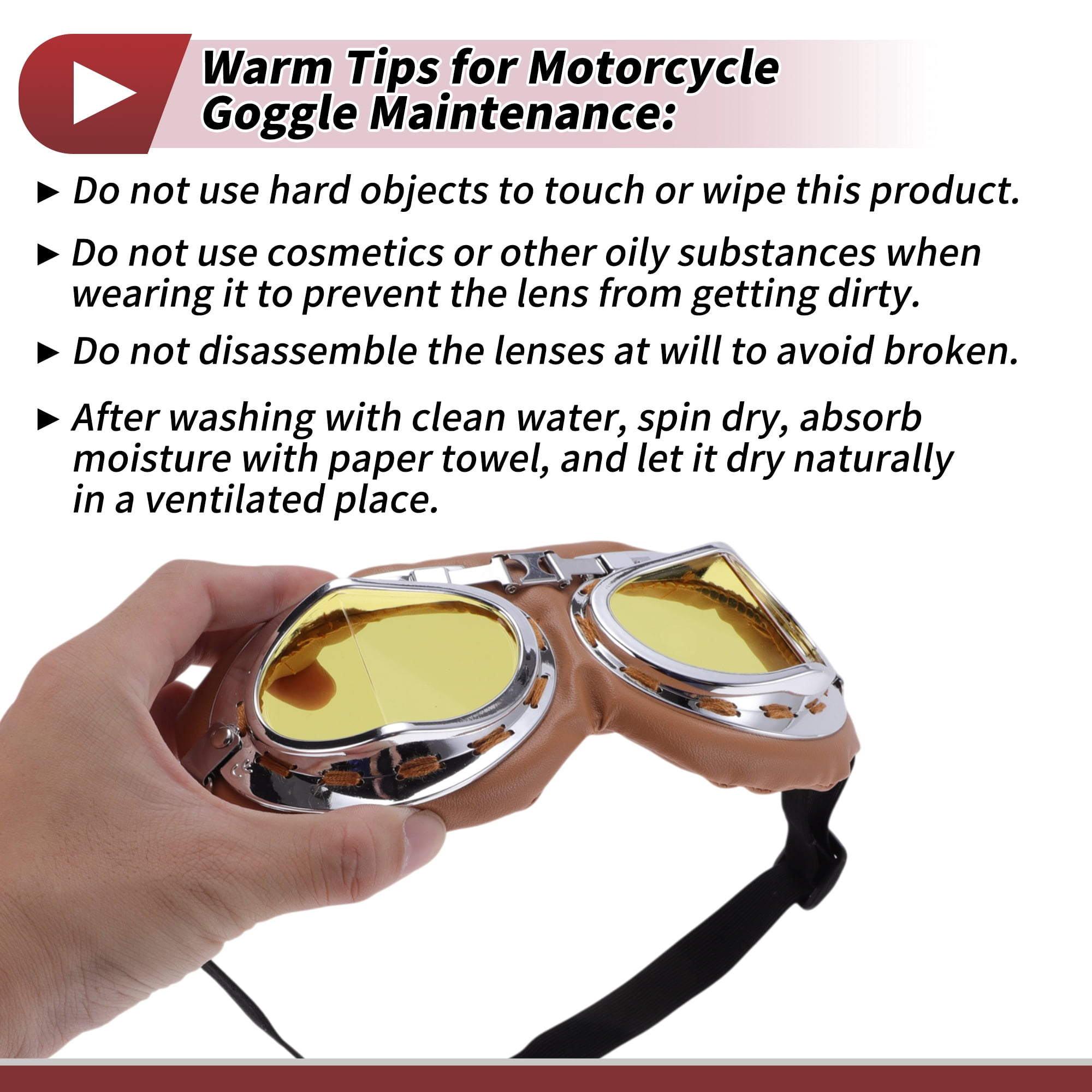 Unique Bargains 1 Set Motorcycle Riding Goggles Foldable PC PU Sponge Outdoor Sports Sunglasses for Motocross Dirt Bike ATV Yellow Lens Brown Frame
