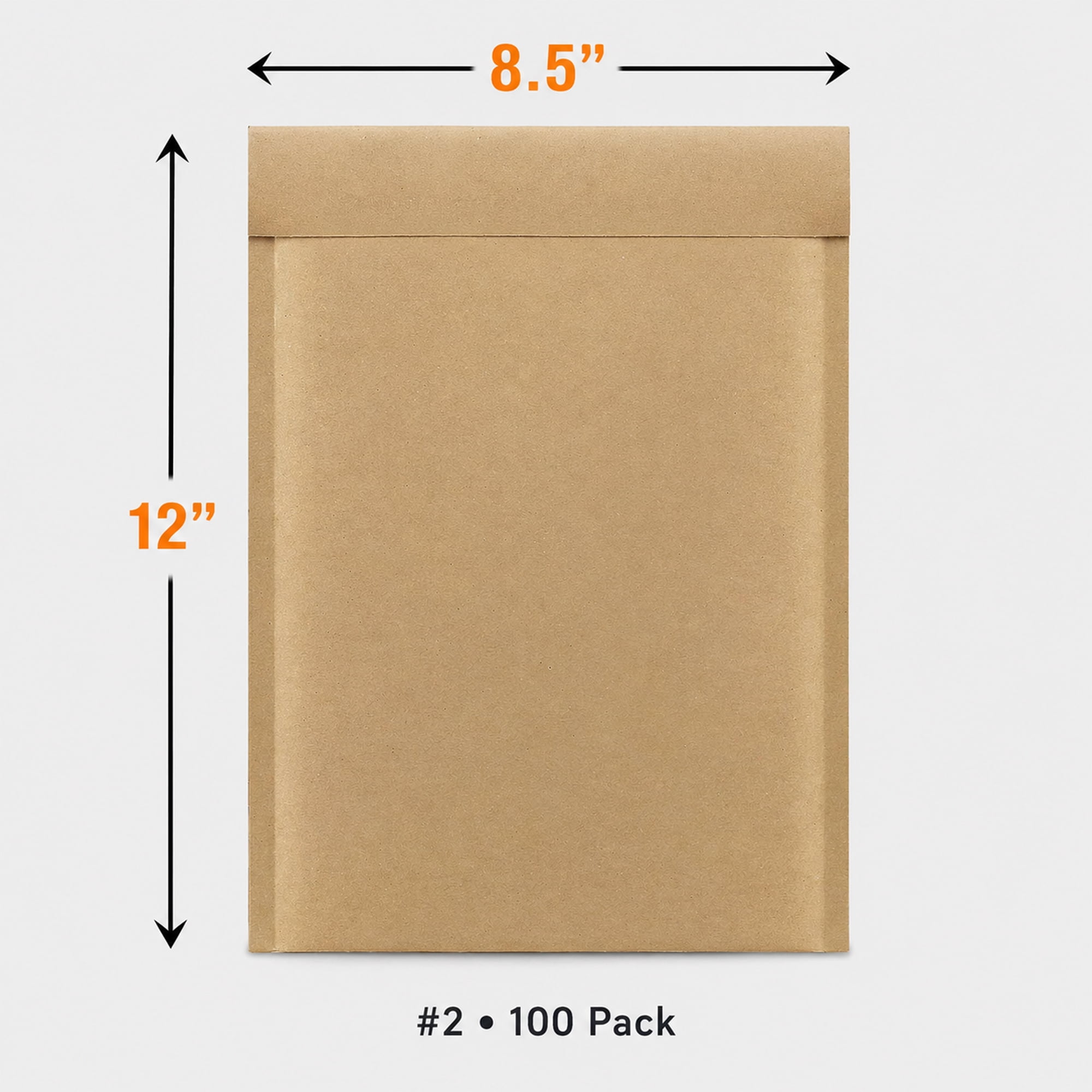 Honeycomb Padded Mailers #2, 8.5 x 12 in, Recyclable Kraft Shipping Envelopes, Self-Seal, 100 Pack