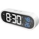 thumbnail image 1 of Reloj despertador digital con espejo, reloj digital LED, pantalla grande de hora, temperatura y humedad, 40 tonos de llamada, carga USB, reloj despertador blanco, 1 of 5
