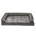 thumbnail image 6 of FurHaven Pet Products Luxe Fur & Performance Linen Memory Top Sofa Pet Bed for Dogs & Cats - Charcoal, Medium, 6 of 13