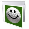 smiling face golf ball - Happy white golfball - Golfer gift - Smilie on dark green background 6 Greeting Cards with envelopes gc-76670-1