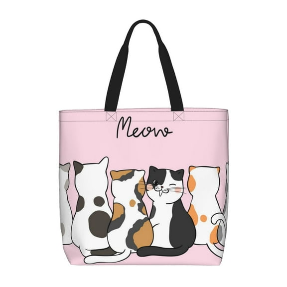 Hirioo Cute Cats for Tote Bag for Women, Quilted Shoulder Bag with Zipper, Large Capacity Handbags for Casual, Travel, Work