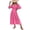 Pink, variant on Women's Square Neck Smocked Waist Puff Sleeve Midi Dress Solid Pattern Elegant Everyday 95% polyester 5% elastane