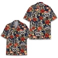 thumbnail image 4 of Camisetas hawaianas divertidas con estampado 3D de mapache, manga corta, sueltas y transpirables, estilo polinesio Tiki, para fiestas en la playa, para mujeres y niños, 4 of 4