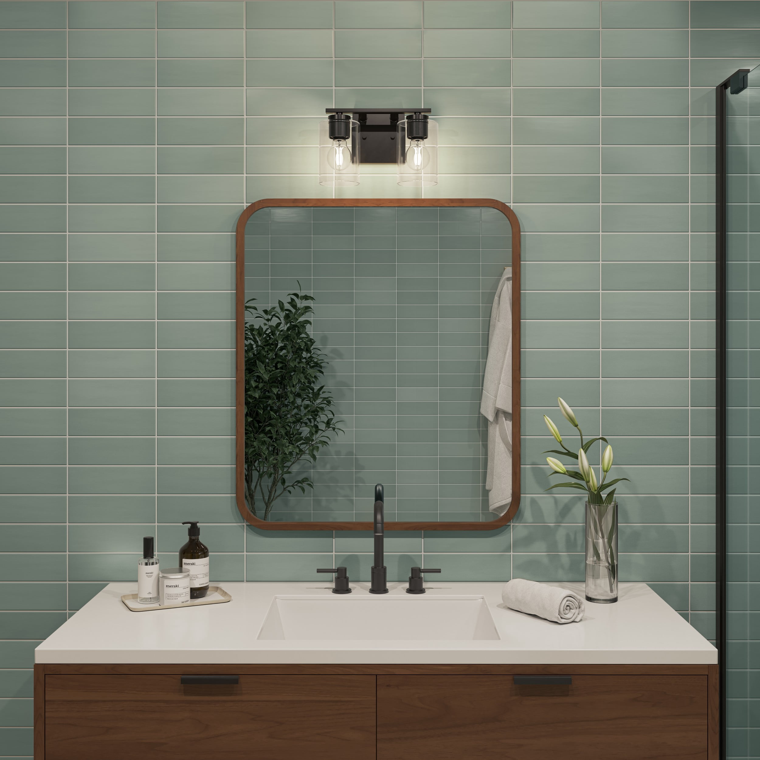 Mainstays 2-Light Vanity Light with Clear Glass Shades