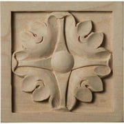 3 1/2"W x 3 1/2"H x 3/4"P Medium Edinburgh Square Rosette, Alder