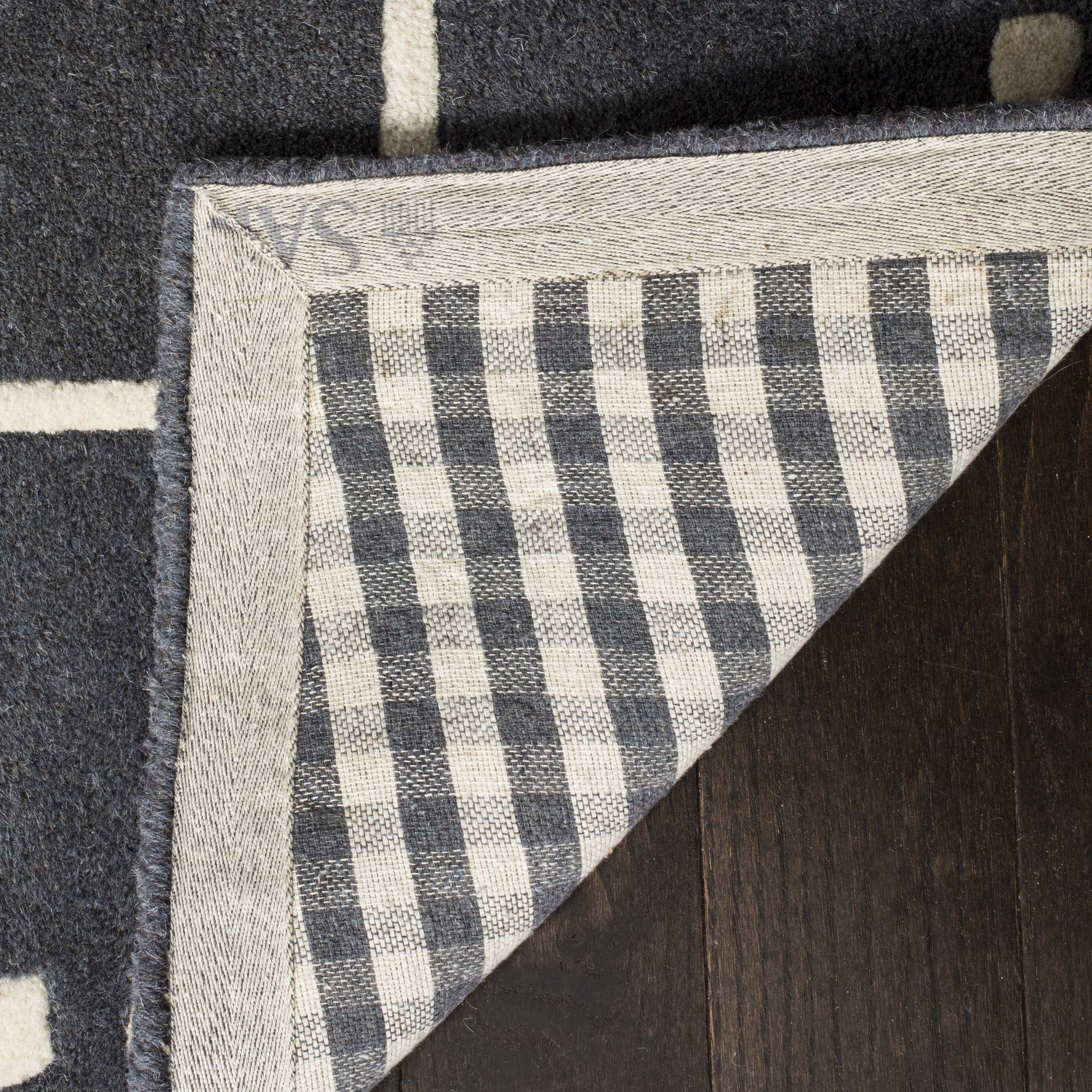 SAFAVIEH Bella Danita Bordered Wool Runner Rug, Dark Grey/Ivory, 2'3" x 13'